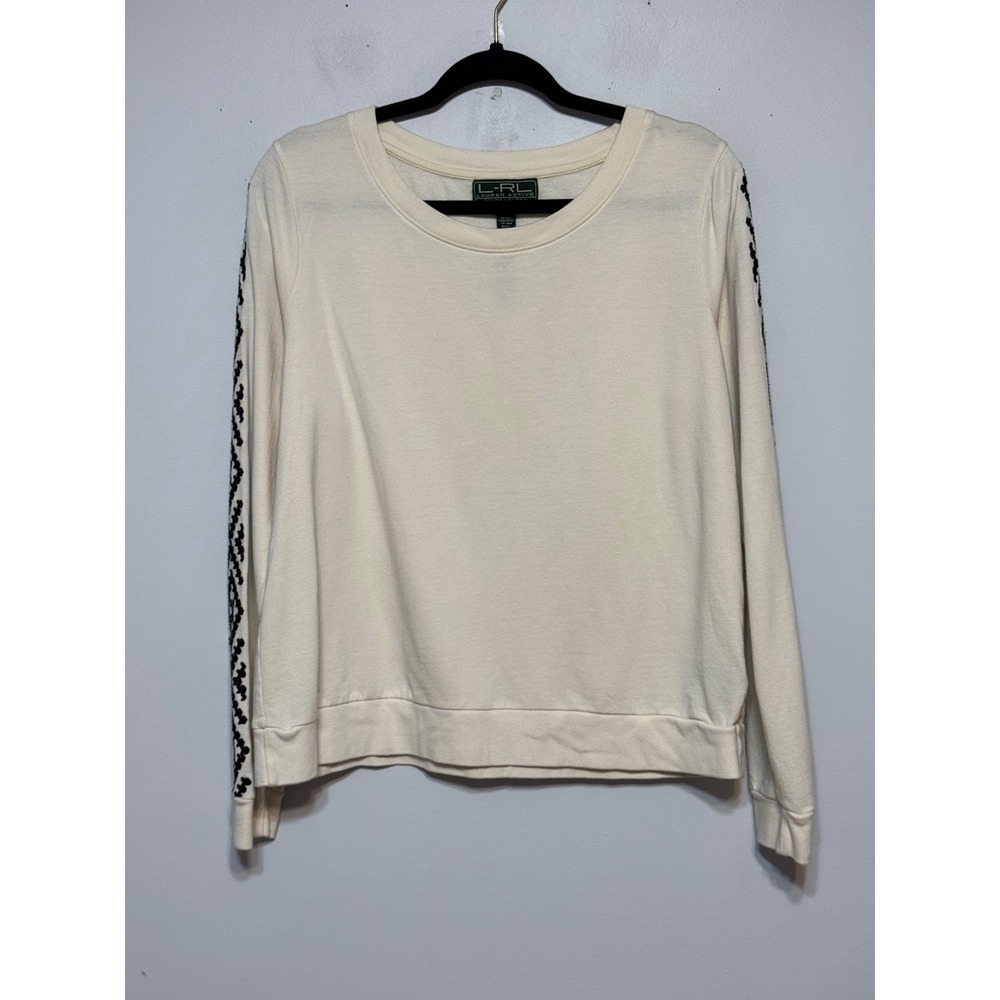 Cream Long Sleeve Top with Black Accents